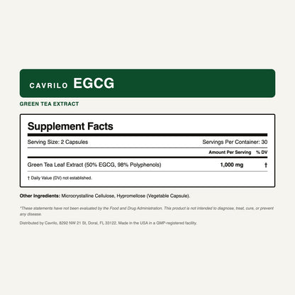 Cavrilo EGCG Supplement Facts