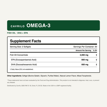 Cavrilo OMEGA-3 Supplement Facts