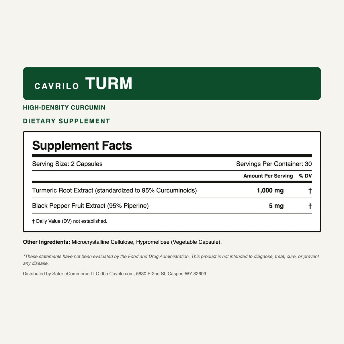 Cavrilo TURM Supplement Facts